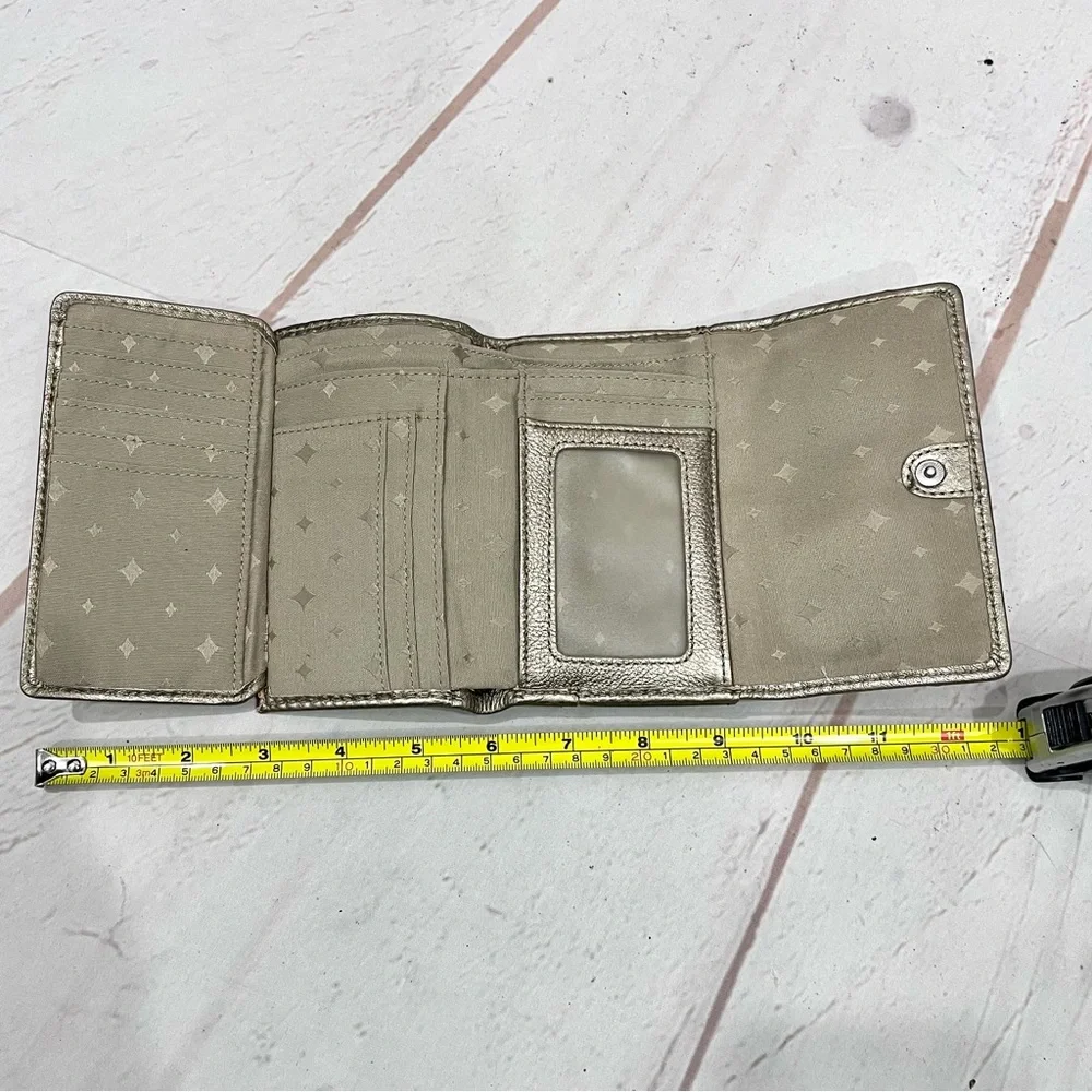 Fossil Golden Bronze Metallic Leather Keyhole Medium Trifold Maddox Wallet